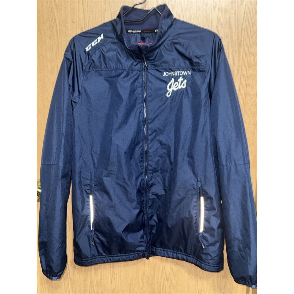 CCM Johnstown Jets Hockey Lightweight Rink Suit Jacket Navy Size-M